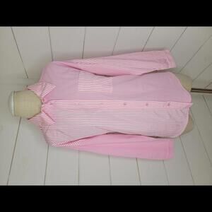 NWOT First Love by Lovelyn pink and white colorblock button down shirt